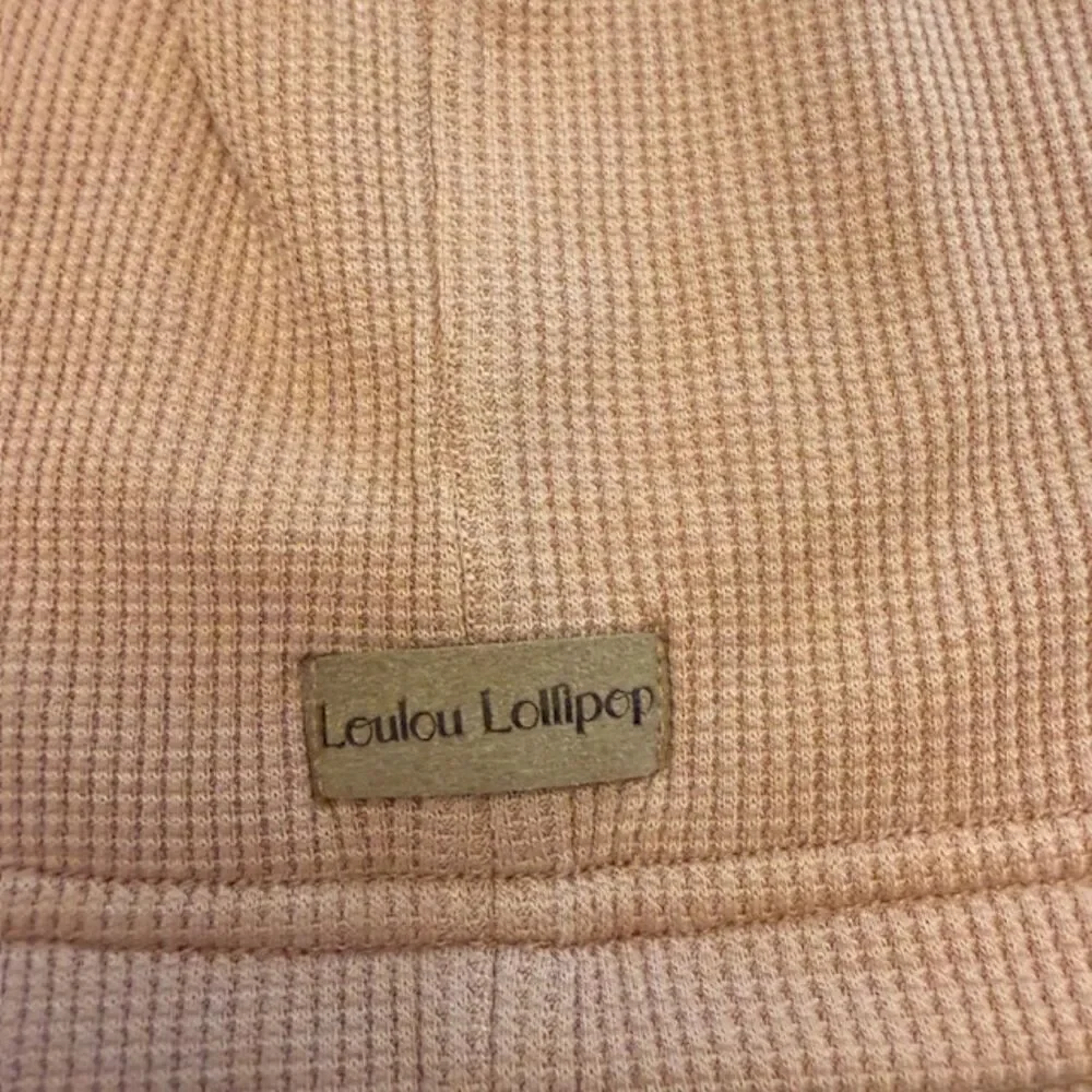 NWOT Loulou Lollipop Faux Fur Pom Pom Hat Blush Pink Waffle Knit Size 6-12 Month